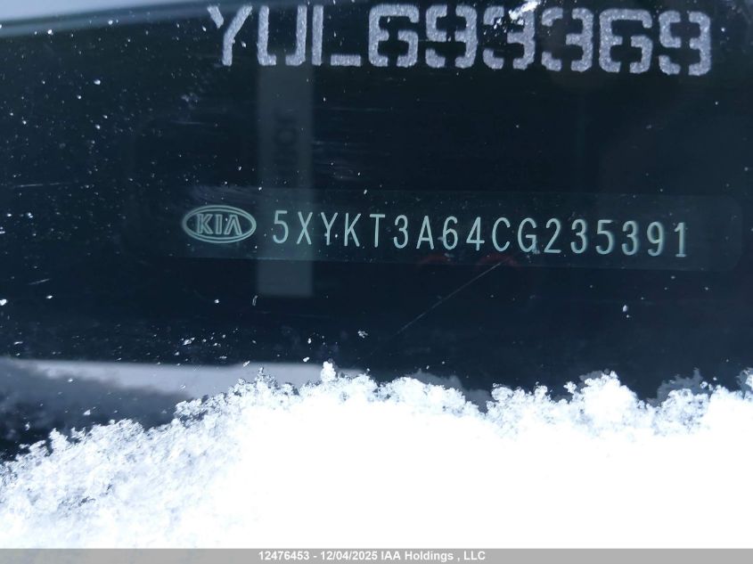 2012 Kia Sorento Lx VIN: 5XYKT3A64CG235391 Lot: 12476453X