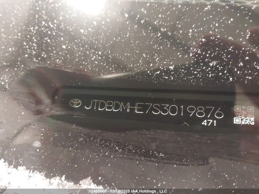 2025 Toyota Corolla Hybrid Le VIN: JTDBDMHE7S3019876 Lot: 12488660