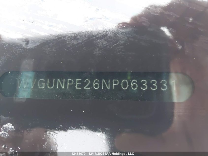 2022 Volkswagen Id.4 Pro VIN: WVGUNPE26NP063331 Lot: 12488670