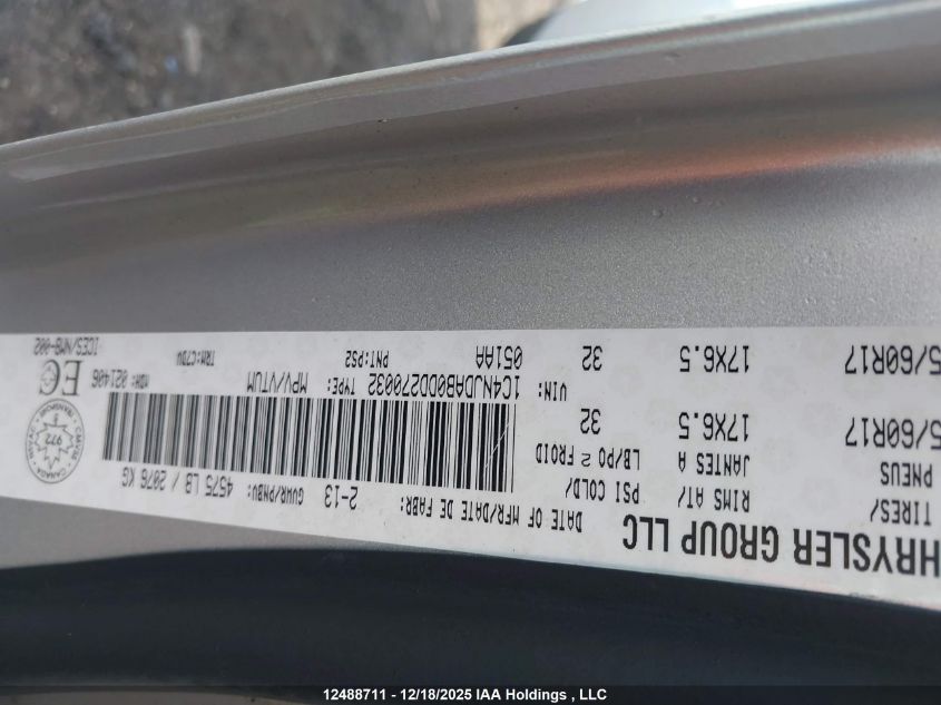 2013 Jeep Compass Sport/North VIN: 1C4NJDAB0DD270032 Lot: 12488711