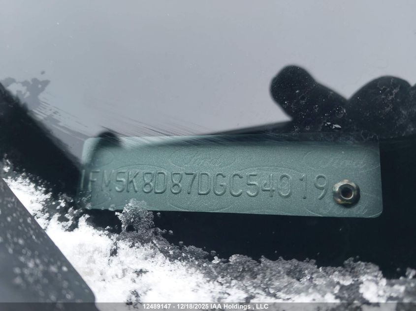 2013 Ford Explorer Xlt VIN: 1FM5K8D87DGC54019 Lot: 12489147