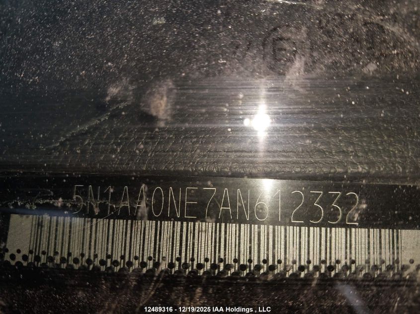 2010 Nissan Armada Platinum VIN: 5N1AA0NE7AN612332 Lot: 12489316