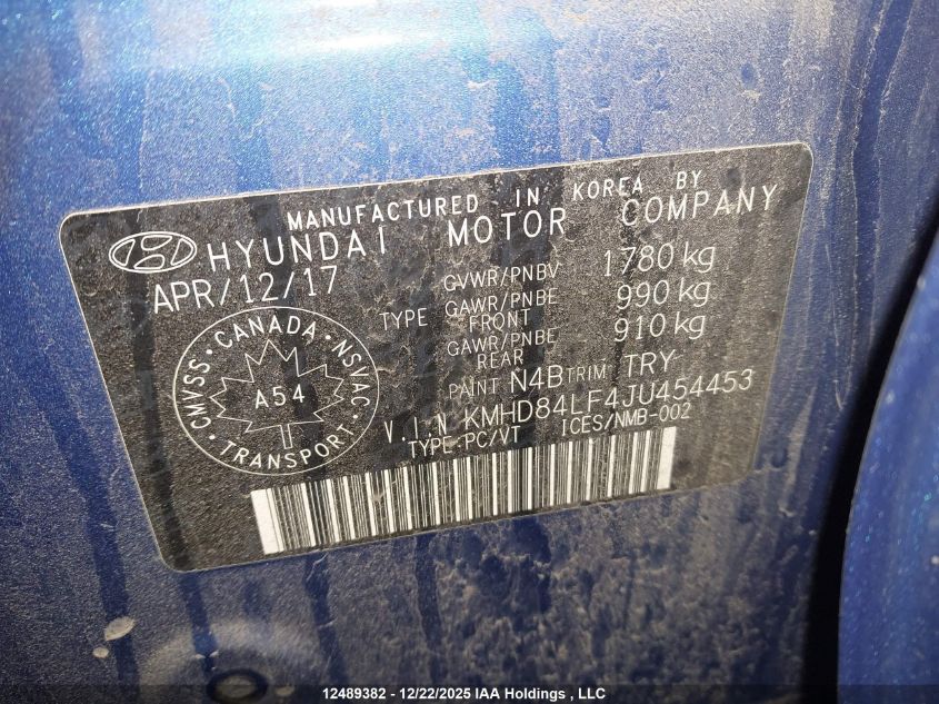 2018 Hyundai Elantra Gl VIN: KMHD84LF4JU454453 Lot: 12489382