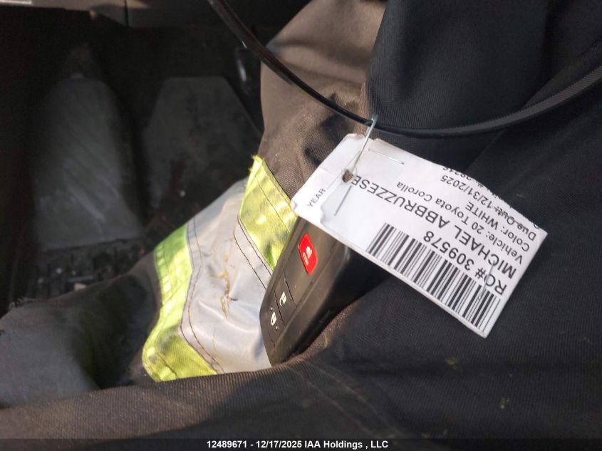 2020 Toyota Corolla Se/Xse VIN: JTNK4RBE3L3102904 Lot: 12489671