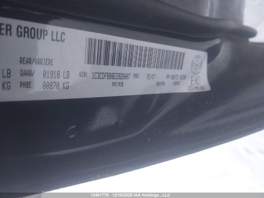 2014 Dodge Dart Sxt VIN: 1C3CDFBB8ED926007 Lot: 12481779X