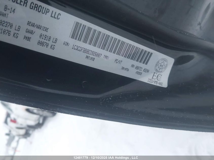 2014 Dodge Dart Sxt VIN: 1C3CDFBB8ED926007 Lot: 12481779X