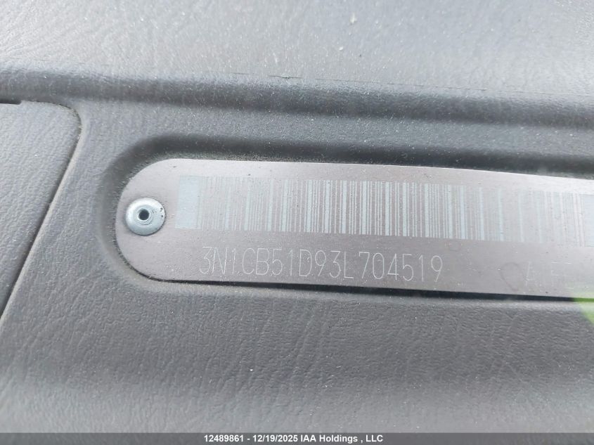 2003 Nissan Sentra Xe/Gxe VIN: 3N1CB51D93L704519 Lot: 12489861