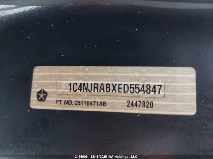 2014 Jeep Patriot VIN: 1C4NJRABXED554847 Lot: 12489906