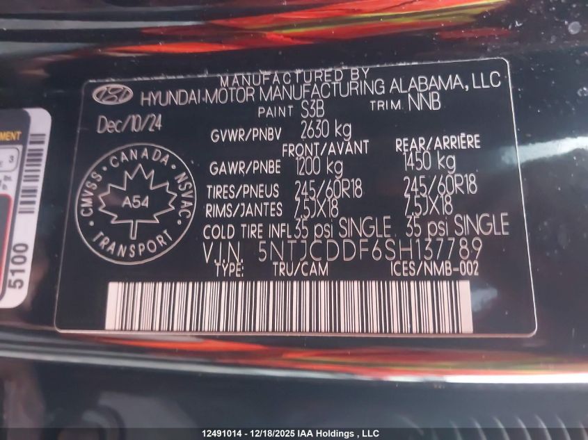 2025 Hyundai Santa Cruz Preferred VIN: 5NTJCDDF6SH137789 Lot: 12491014