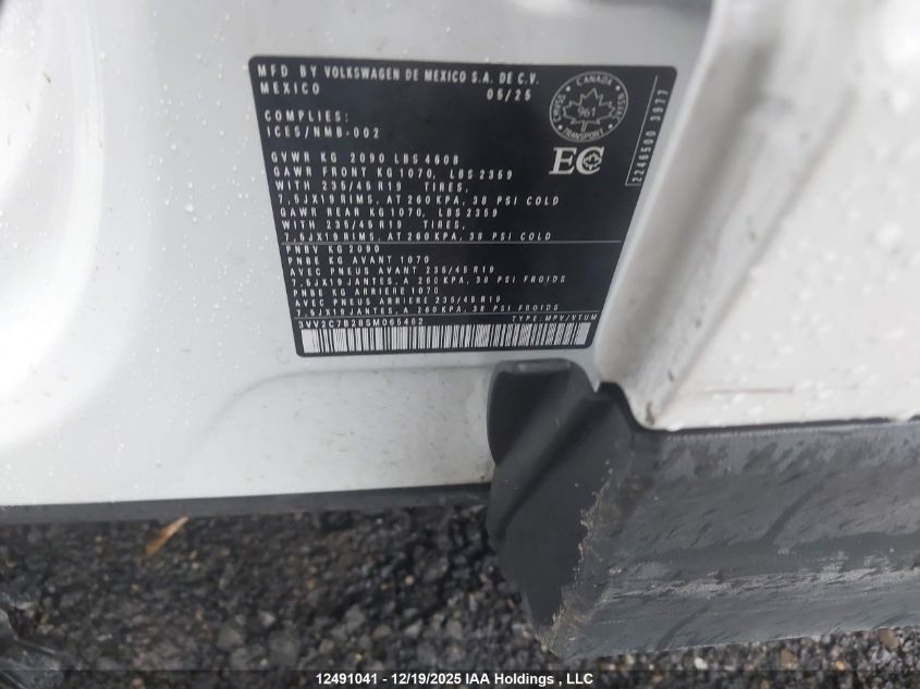 2025 Volkswagen Taos Se Black VIN: 3VV2C7B28SM065462 Lot: 12491041