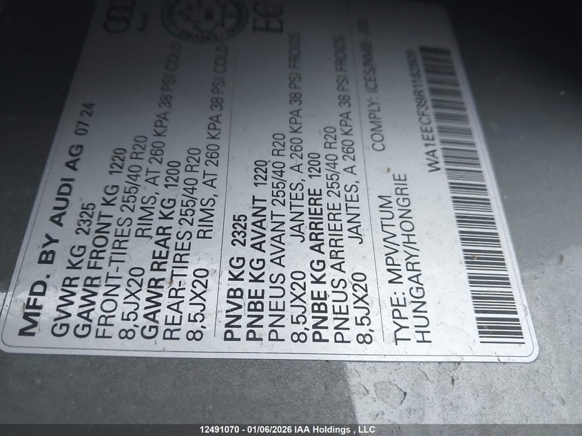 2024 Audi Q3 VIN: WA1EECF39R1182809 Lot: 12491070