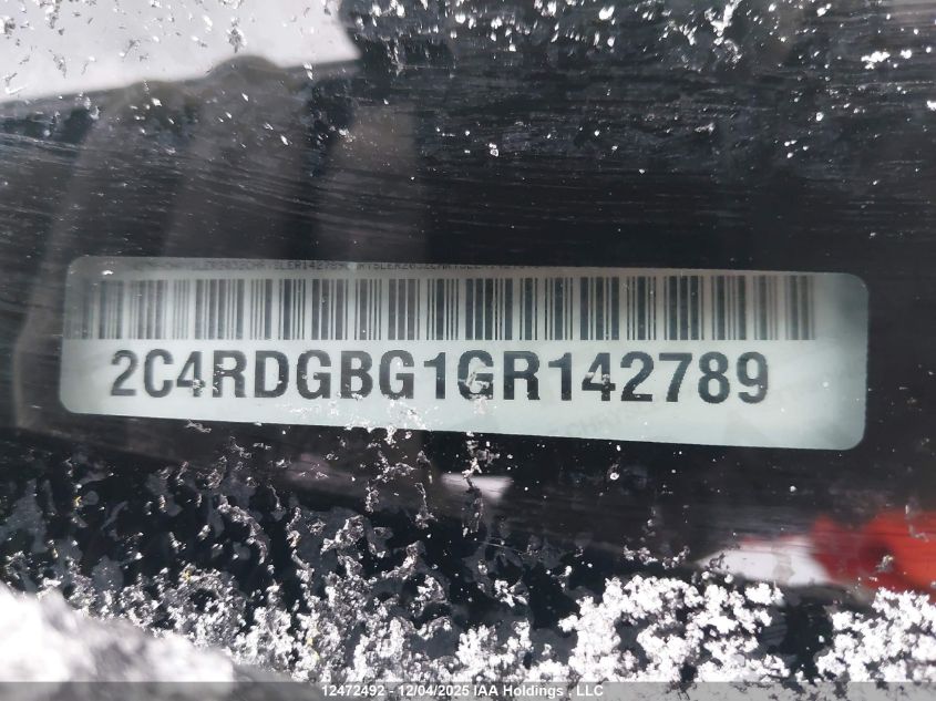 2016 Dodge Grand Caravan Se/Sxt VIN: 2C4RDGBG1GR142789 Lot: 12472492X