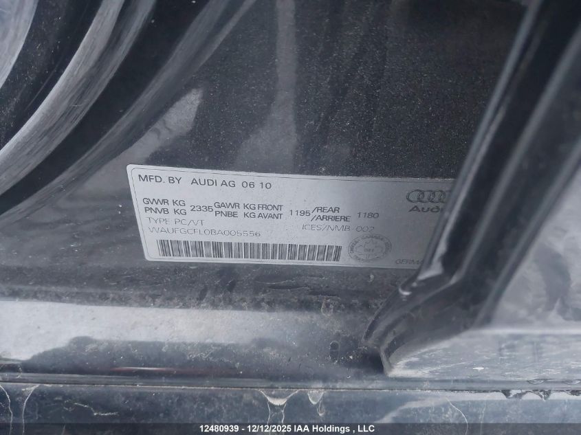 2011 Audi S4 3.0 Premium VIN: WAUFGCFL0BA005556 Lot: 12480939X