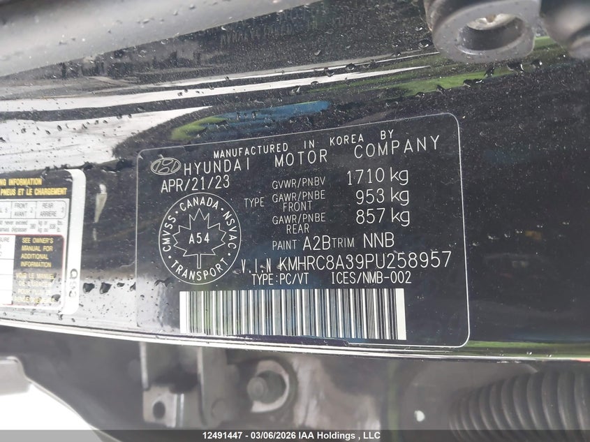 2023 Hyundai Venue Preferred VIN: KMHRC8A39PU258957 Lot: 12491447