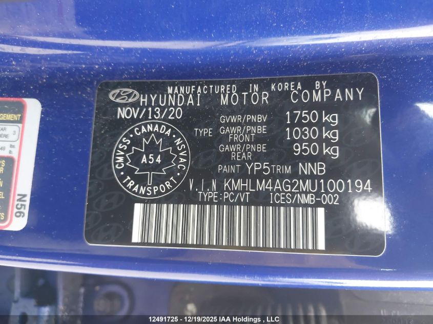 2021 Hyundai Elantra Preferred Ivt VIN: KMHLM4AG2MU100194 Lot: 12491725