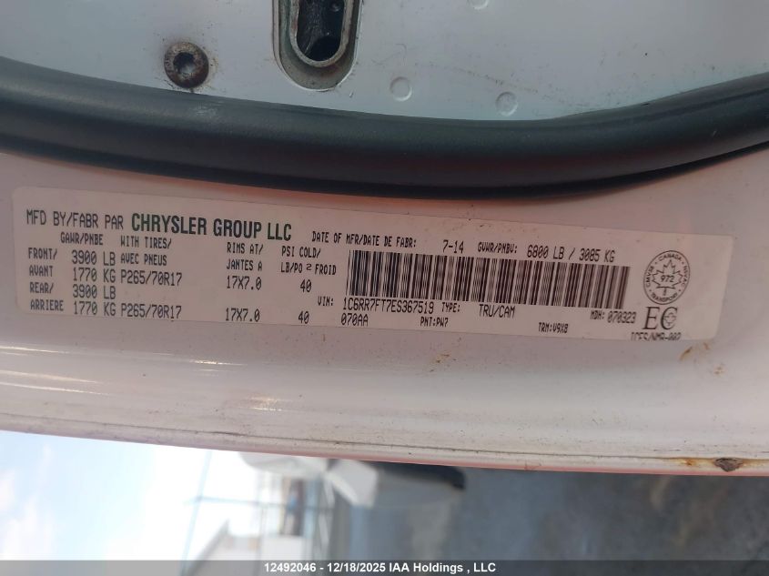 2014 Ram 1500 St VIN: 1C6RR7FT7ES367519 Lot: 12492046