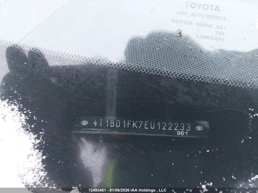 2014 Toyota Camry Hybrid/Le/Xle VIN: 4T1BD1FK7EU122233 Lot: 12493451