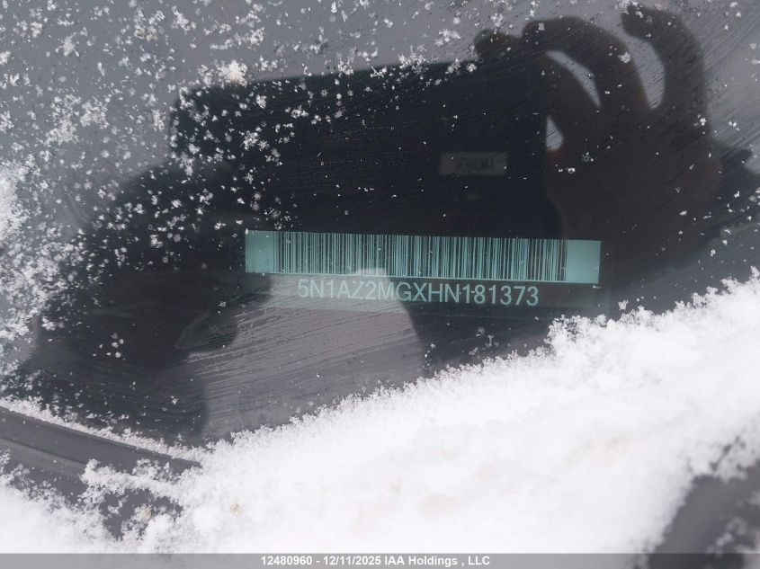 2017 Nissan Murano S VIN: 5N1AZ2MGXHN181373 Lot: 12480960X