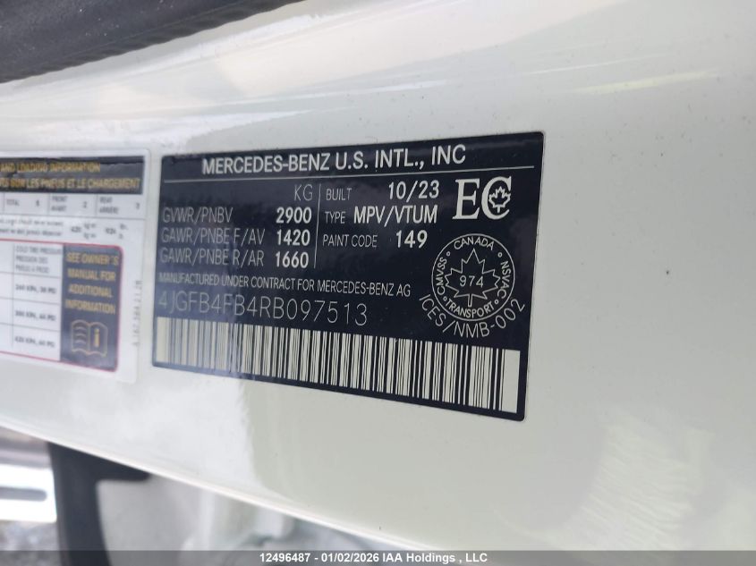 2024 Mercedes-Benz Gle 350 4Matic VIN: 4JGFB4FB4RB097513 Lot: 12496487