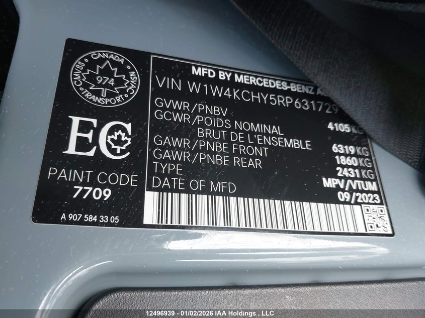 2024 Mercedes-Benz Sprinter 2500 High Roof 4-Cyl Diesel VIN: W1W4KCHY5RP631729 Lot: 12496939