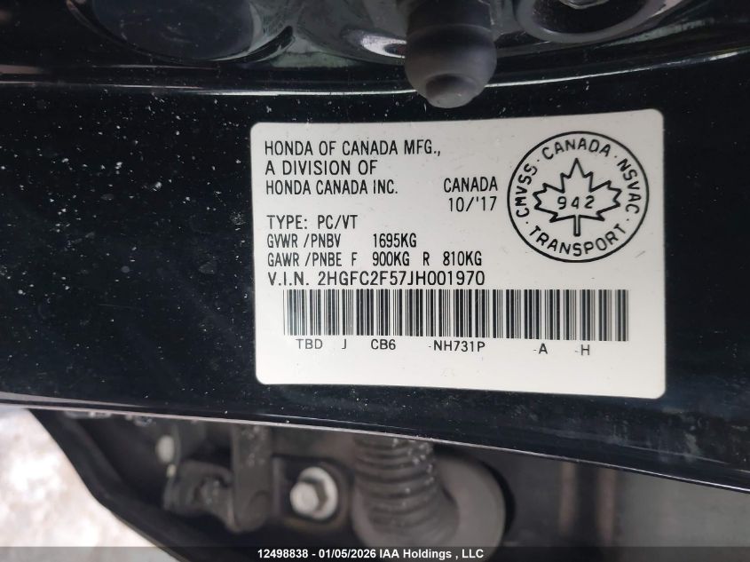 2018 Honda Civic Lx VIN: 2HGFC2F57JH001970 Lot: 12498838