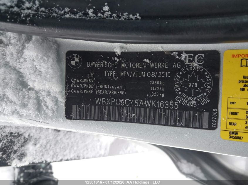 2010 BMW X3 xDrive30I VIN: WBXPC9C45AWK16355 Lot: 12501816