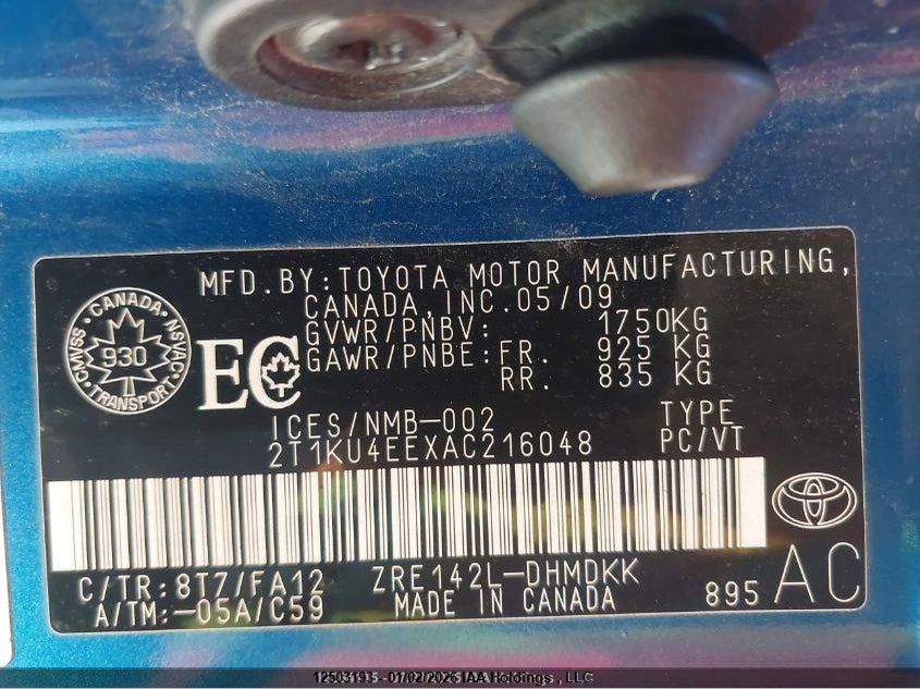 2010 Toyota Matrix VIN: 2T1KU4EEXAC216048 Lot: 12503193