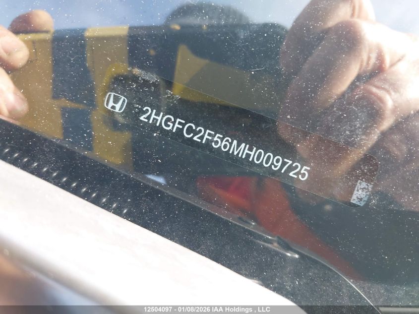 2021 Honda Civic Lx VIN: 2HGFC2F56MH009725 Lot: 12504097