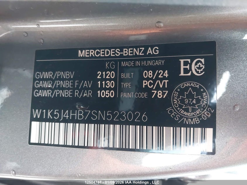 Auction sale of the 2025 MERCEDES BENZ CLA 250 , vin: W1K5J4HB7SN523026, lot number: 12504737