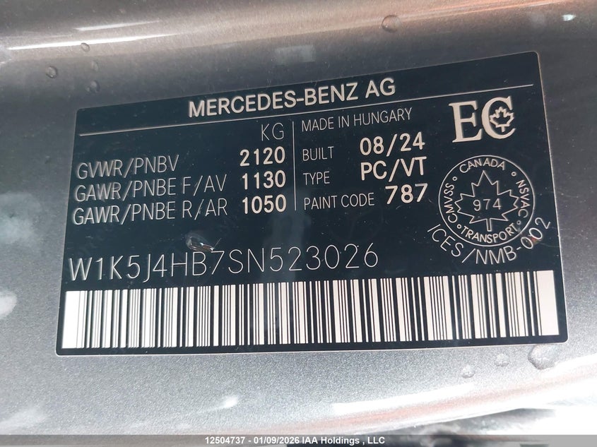 Auction sale of the 2025 MERCEDES BENZ CLA 250 , vin: W1K5J4HB7SN523026, lot number: 12504737