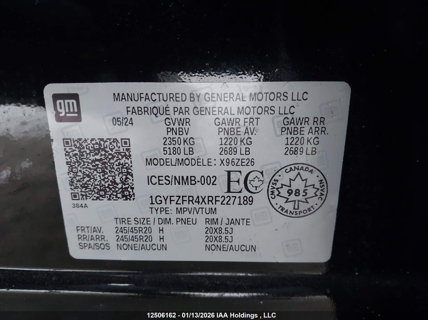 2024 Cadillac Xt4 Sport VIN: 1GYFZFR4XRF227189 Lot: 12506162