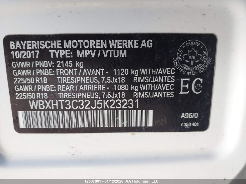 2018 BMW X1 xDrive28I VIN: WBXHT3C32J5K23231 Lot: 12507801