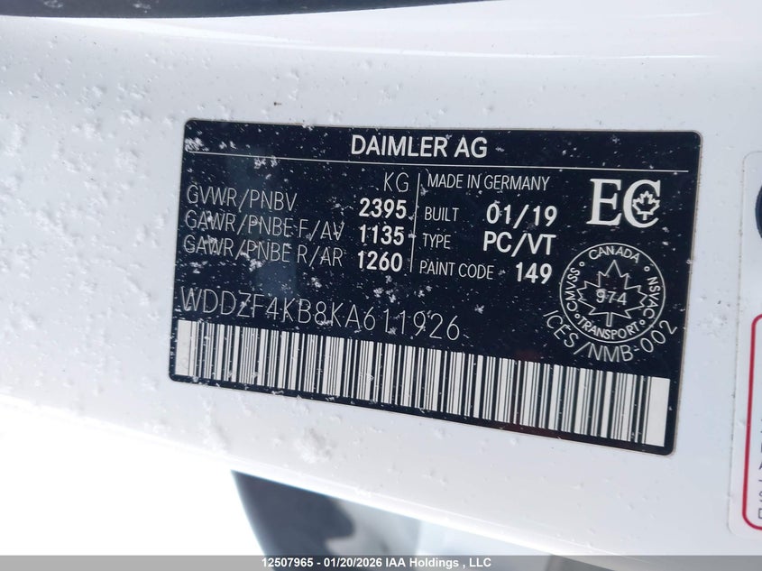2019 Mercedes-Benz E 300 4Matic VIN: WDDZF4KB8KA611926 Lot: 12507965