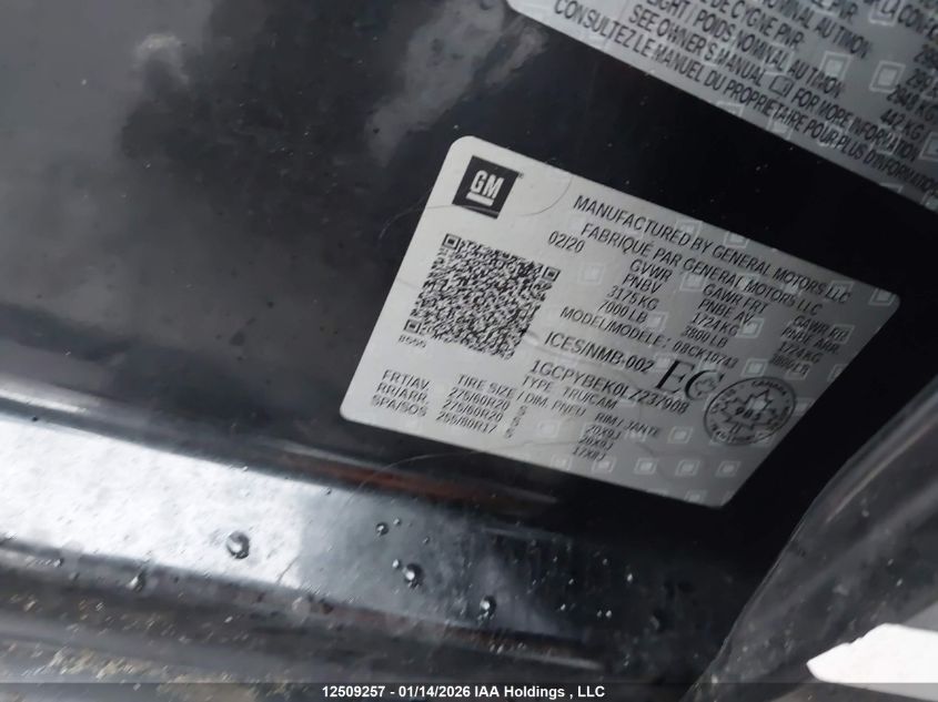 2020 Chevrolet Silverado 1500 Custom VIN: 1GCPYBEK0LZ237908 Lot: 12509257