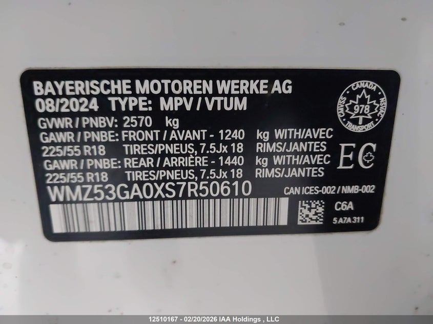 2025 Mini Se Countryman VIN: WMZ53GA0XS7R50610 Lot: 12510167