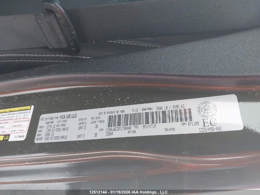 2015 Jeep Wrangler Unlimited Sahara VIN: 1C4BJWEG3FL738400 Lot: 12512144