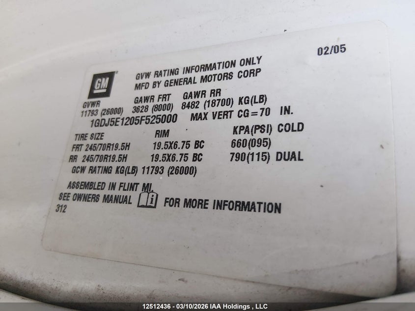 2005 GMC C5500 N/A 6.6L V-8 DI, TURBO, 300HP