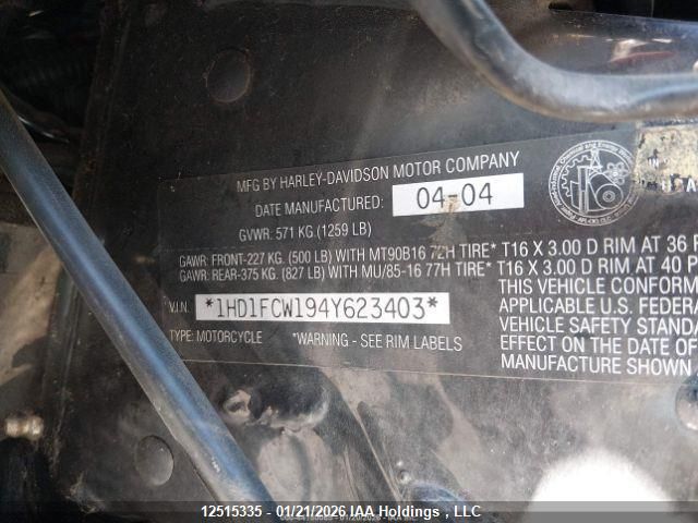 2004 Harley-Davidson Flhtcui VIN: 1HD1FCW194Y623403 Lot: 12515335