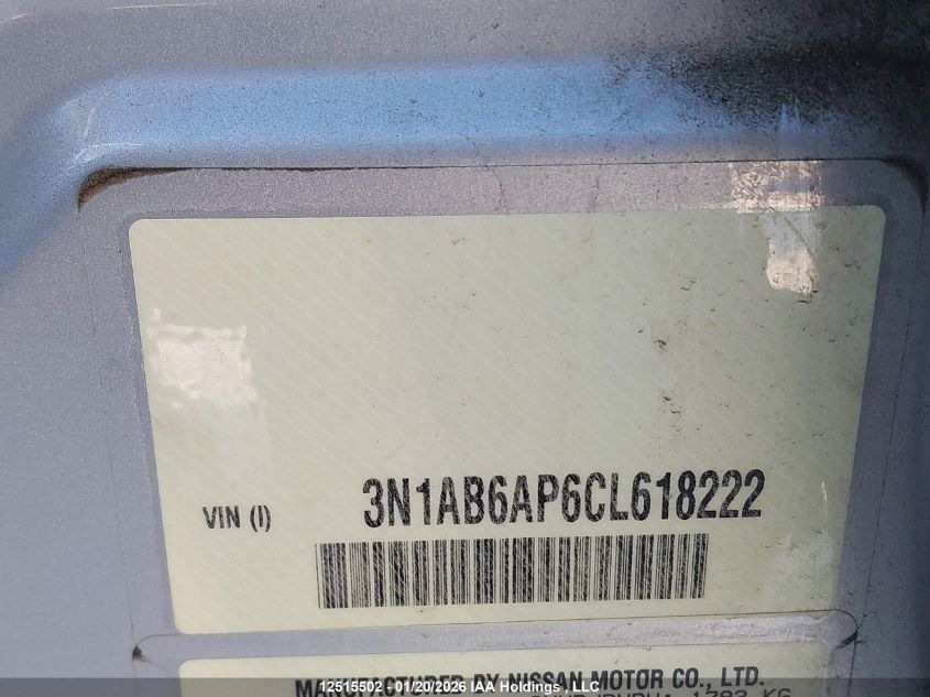 2012 Nissan Sentra 2.0 S VIN: 3N1AB6AP6CL618222 Lot: 12515502