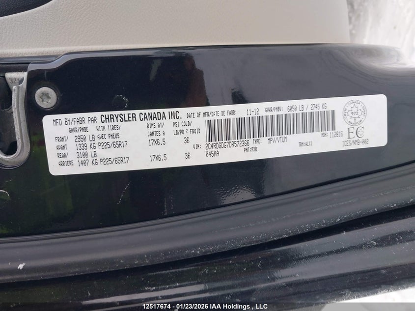 2013 Dodge Grand Caravan Crew VIN: 2C4RDGDG7DR572366 Lot: 12517674