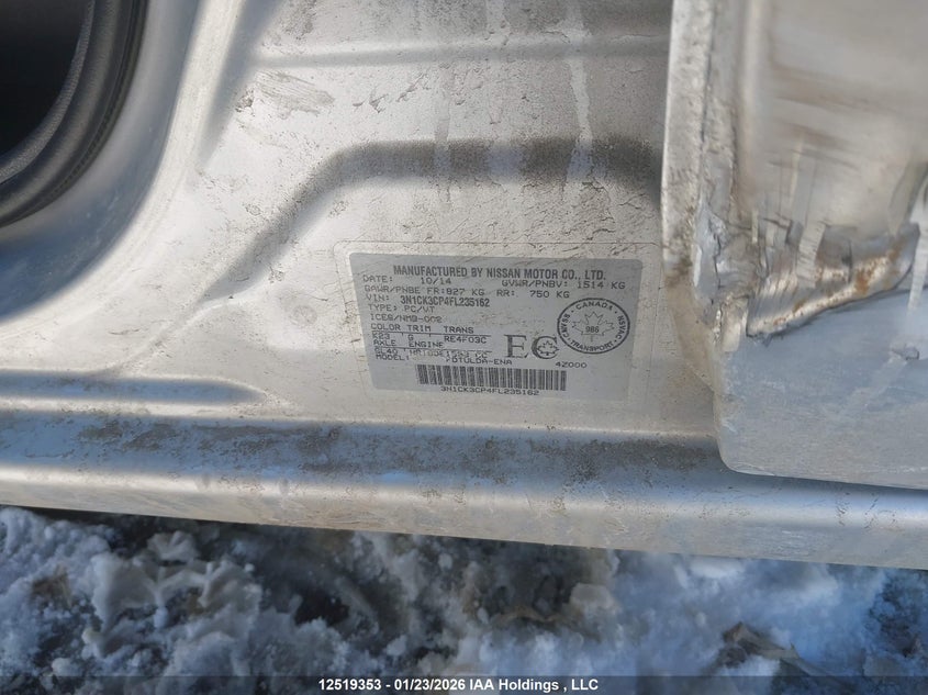 2015 Nissan Micra VIN: 3N1CK3CP4FL235162 Lot: 12519353