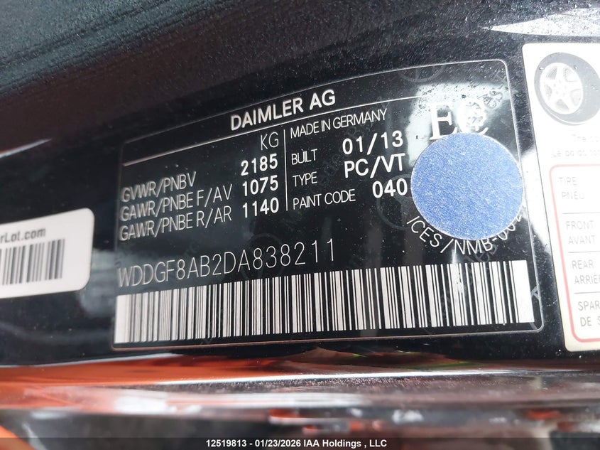 2013 Mercedes-Benz C 300 4Matic VIN: WDDGF8AB2DA838211 Lot: 12519813