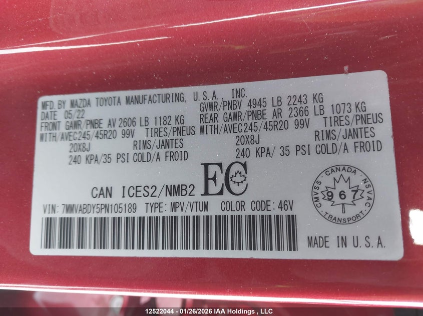 2023 Mazda Cx-50 2.5 Premium Red Lot 111012522044 Vin 7MMVABDY5PN105189