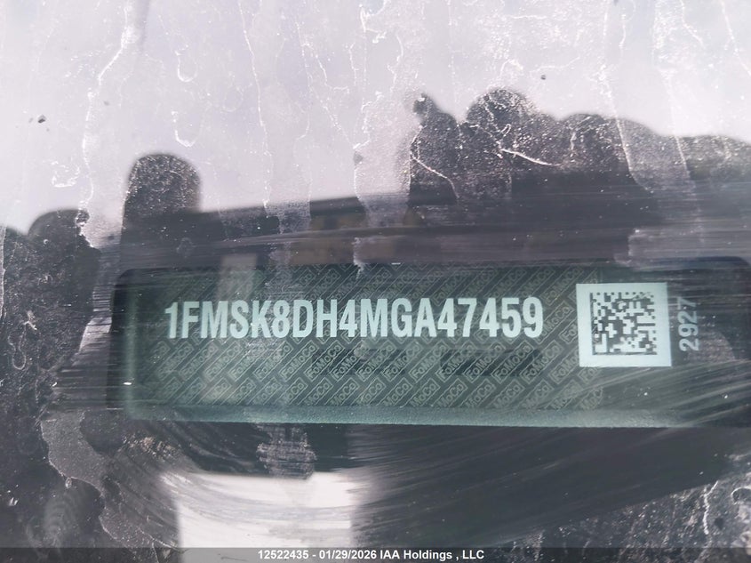 2021 Ford Explorer VIN: 1FMSK8DH4MGA47459 Lot: 12522435