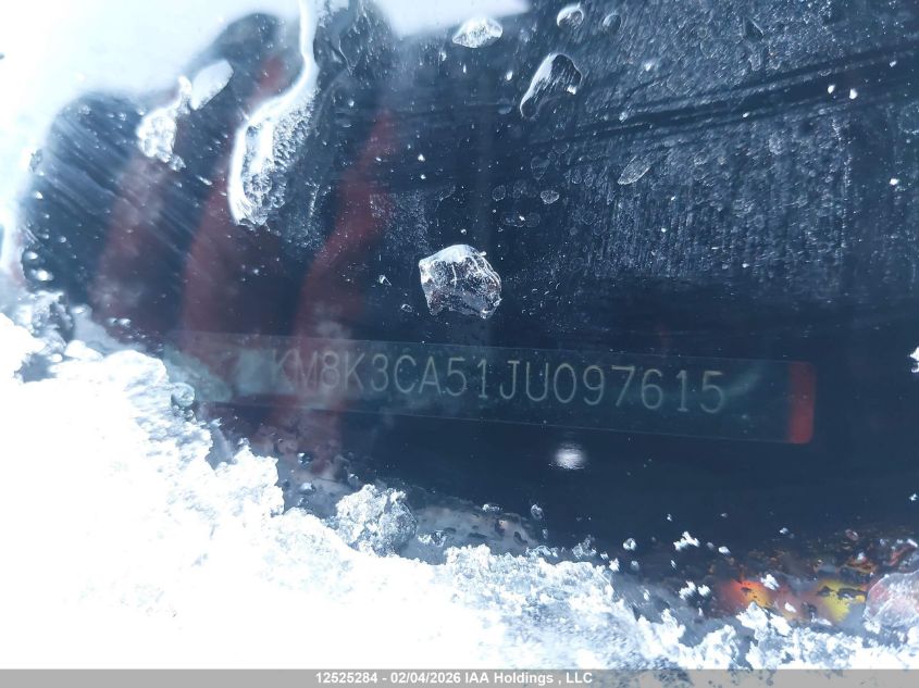 2018 Hyundai Kona 1.6T Trend VIN: KM8K3CA51JU097615 Lot: 12525284