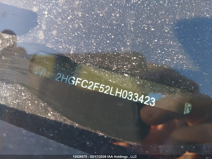 2020 Honda Civic Lx VIN: 2HGFC2F52LH033423 Lot: 12526570