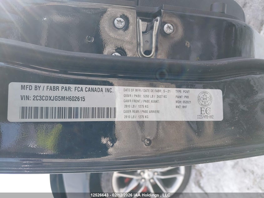 2021 Dodge Charger Sxt Awd VIN: 2C3CDXJG5MH602615 Lot: 12526643