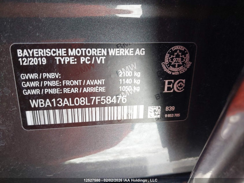 2020 BMW M235I Gran Coupe xDrive VIN: WBA13AL08L7F58476 Lot: 12527580