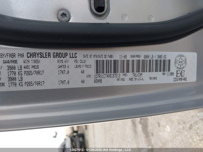 2010 Dodge Ram 1500 Slt/Sport/Trx VIN: 1D7RV1CTXAS157213 Lot: 12527612