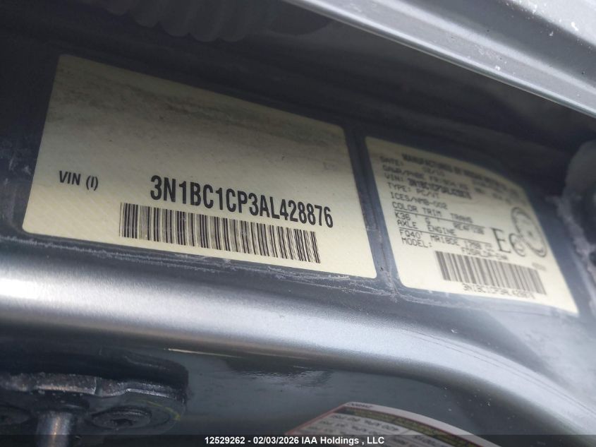 2010 Nissan Versa VIN: 3N1BC1CP3AL428876 Lot: 12529262